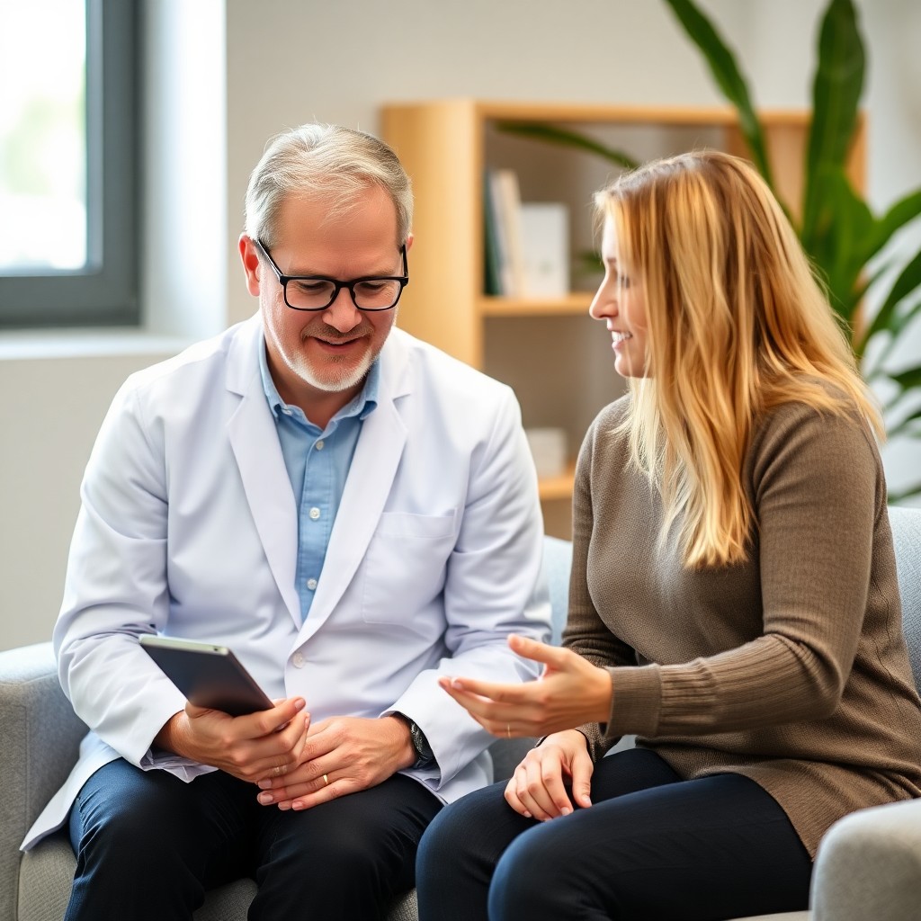 Therapist and patient discussion